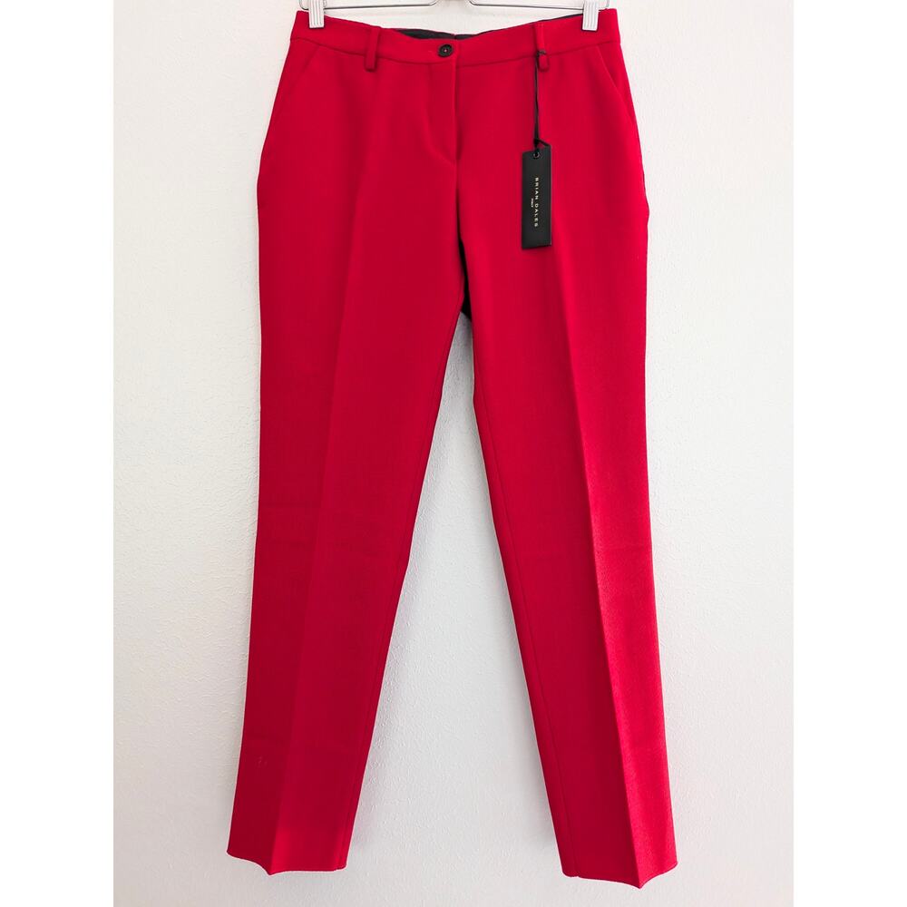 NWT Brian Dales Red Trousers IT 42 US 6 Raw Hem Italian Designer Pants